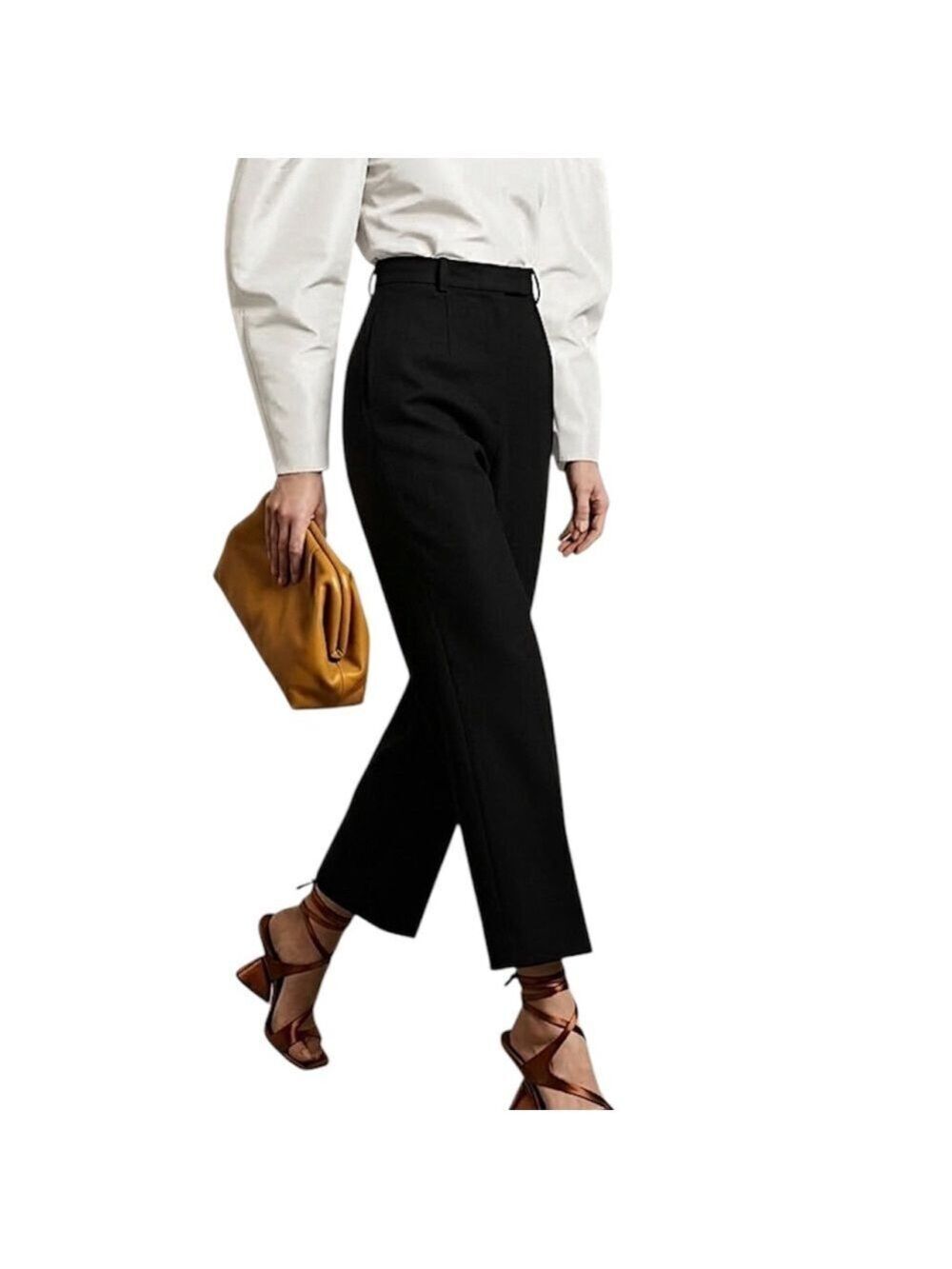 Vintage 80s 90s pure wool crepe wide leg cropped old money quiet luxury pants 4